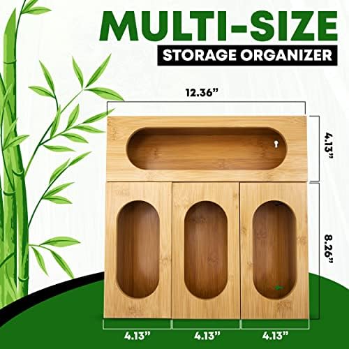 Organizador de sacola de ziplock para gaveta - organizador de bolsa de ziplock de bambu para gaveta de cozinha - organizador