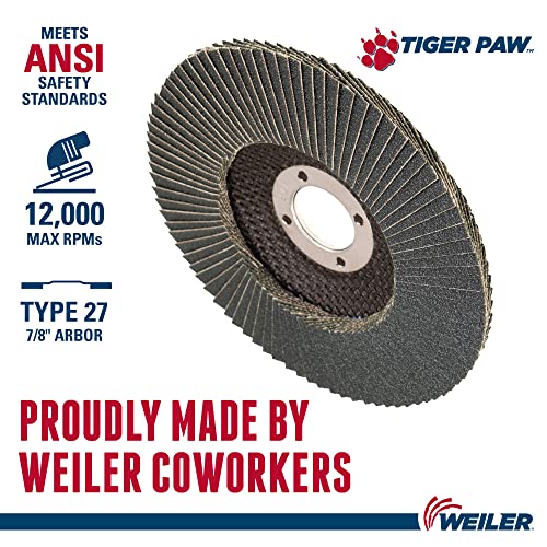 Weiler 51157 5 Tiger Paw Abrasivo Disco, Plano Plano, Backing Fenólico, 60z, 5/8 -11 Unc Nut, fabricado nos EUA