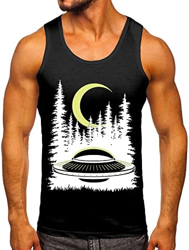 XXBR Men's Workout Tank Tops Summer Summer Sleesess Vest Slim Fit Astronaut Galaxy Print Funny Graphic Athletic Gym Tanks