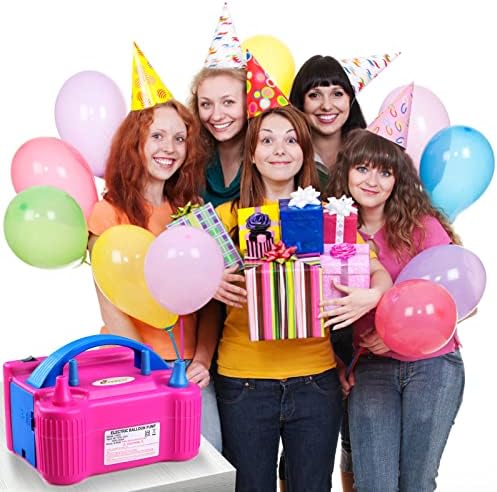 Conjunto de bombas de balão elétrico de 208pcs, soprador inflador de balão com balões de festas de feliz aniversário, bico
