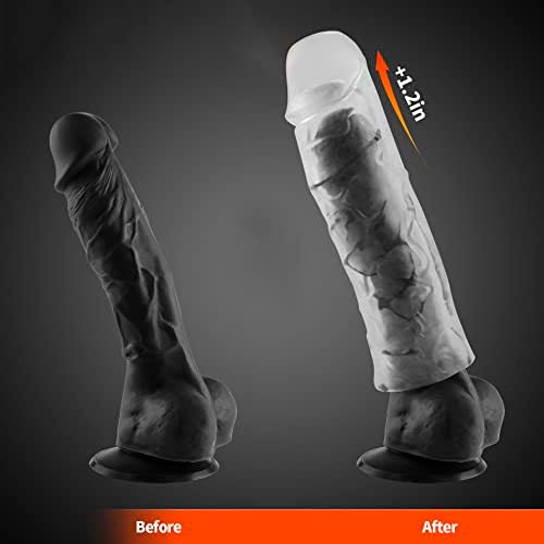 Extensor de manga de pênis reutilizável super elástico, 3pcs claros pau realista de texturizados aumentam brinquedos sexuais