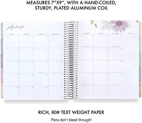 7 x 9 Planner Spiral Spiral Spiral Planner - Cosmos colorido Classic Cover + Flowers Interior Páginas. Agenda horizontal semanal
