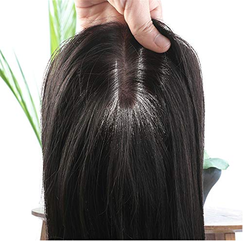 Yanamy 3 x 4 Mono Human Hair Capineiros para mulheres com perda de cabelo 3 clipes em peças de cabelo de peruca, marrom