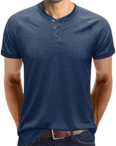 Camisa respirável de HGoogy para homens de cor de cor sólida casual masculino, camisa de raglan sólida de cor redonda da blusa de raglan