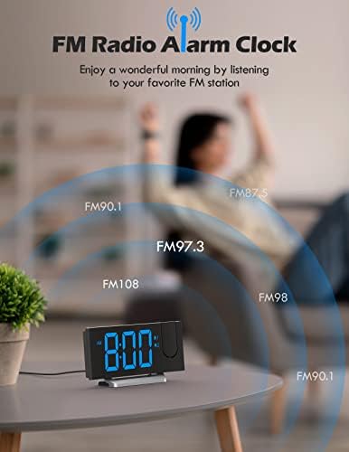 Alarmes para quartos, relógio multifuncional com rádio e projeção FM, 0- Dimmer & Radio