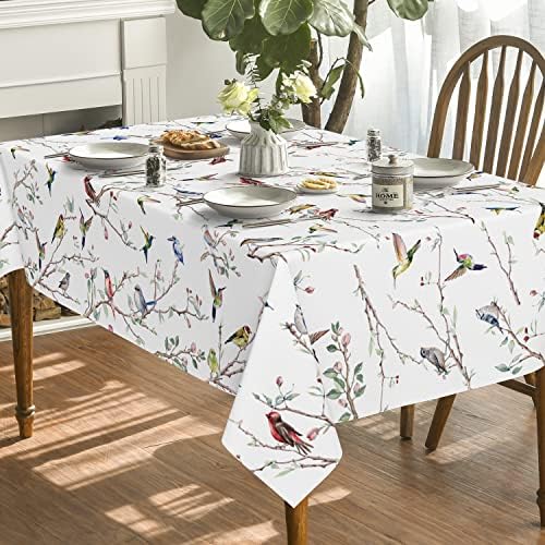 Horaldaily Spring Summer Summer Towloth 60x60 polegadas, capa de mesa floral de ramificação de pássaros para decoração de jantar