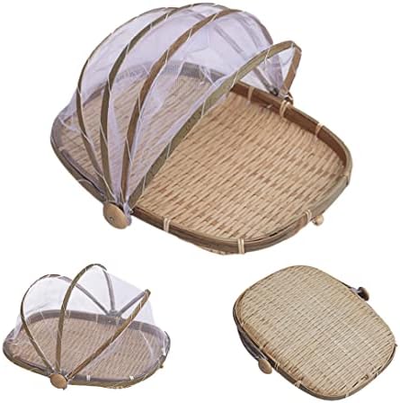 Lahera rei 13 polegadas cobertas de bambu retangular que servem comida cesta de tenda