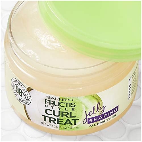 Garnier Fructis Style Curl Treat Shapening Gelique com óleo de coco para cabelos encaracolados, 10,5 onças jar