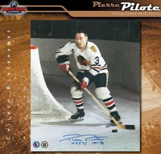 Pierre Pilote autografado e inscrito Chicago Blackhawks 8 x 10 Foto - 70292 - Fotos autografadas da NHL