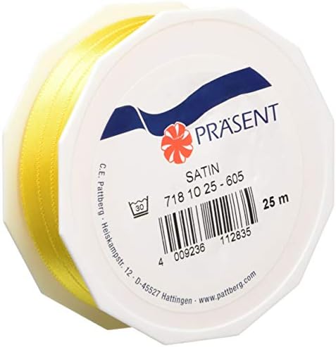 Prasent 10 mm 25 m de fita de face dupla de cetim, amarelo