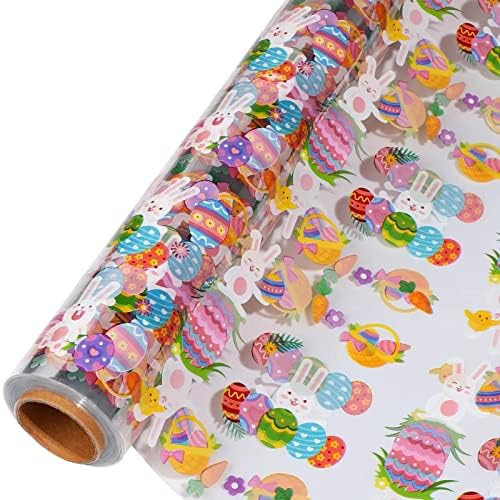 ShareLuck 31,5 ”x 100 pés de celofane - wrap - Papel de embrulho de violoncelo de Páscoa para embrulhar cesta de presentes, design