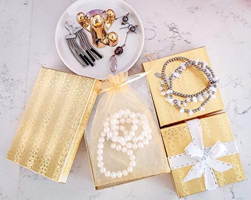 TEDISPLAYGUYS - 25 -PACK 53 Kraft Paper Jewelry Boxes w. Preenchimento de algodão - folha de ouro - presentes, remessa, varejo