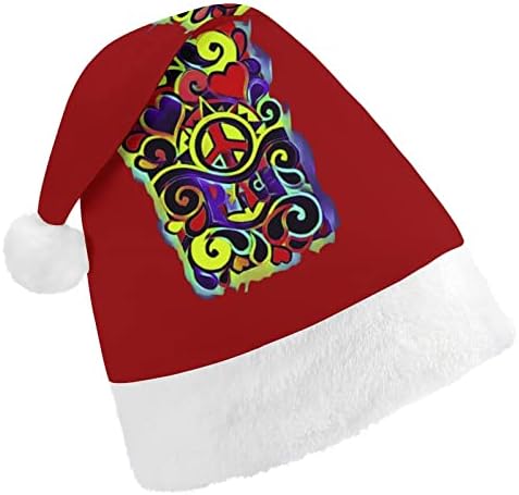 Hippy Art Peace Sign Hat Christmas Hat personalizado Hat de Papai Noel Decorações de Natal engraçadas