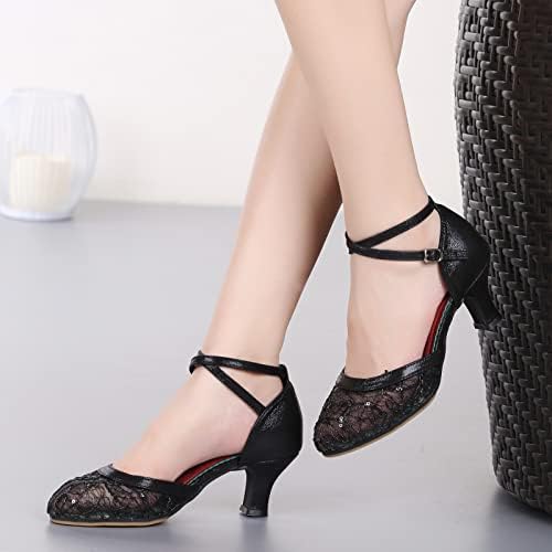 Sandálias de shinestone de malha para sapatos de dança latina para mulheres salão salão salsa tango mulheres caminhadas sandálias