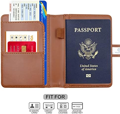 Melsbrinna Premium Leather Passport Capas Capas, Passo de Passo de Passaporte de Viagem RFID à prova d'água RFID com caneta,