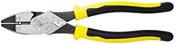 Klein Tools J2139necrn Cutters laterais de alta alavancagem com crimper/stripper de arame, com mandíbulas serrilhadas e garras de viagem