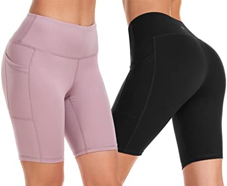 Legend Women's 2 pack nua sentimento de shorts de ioga macia amanteigada - 3 / 8 Alta cintura Treino de moto de motonete com