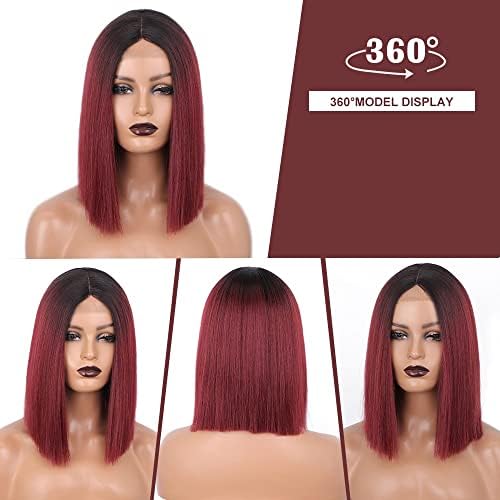 BBSJ Red Wigs retos sintéticos para mulheres cabelos intermediários