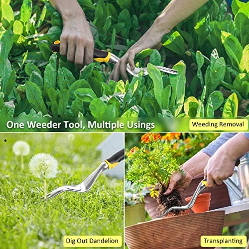 Chogem Garden Hand Weeder, Dandelion Digger Tool de remoção de remoção de remoção de ervas daninhas com corda pendurada