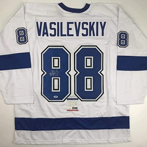 Andrei Vasilevskiy Autografado/Assinado Tampa Baía White Hockey Jersey PSA/DNA COA