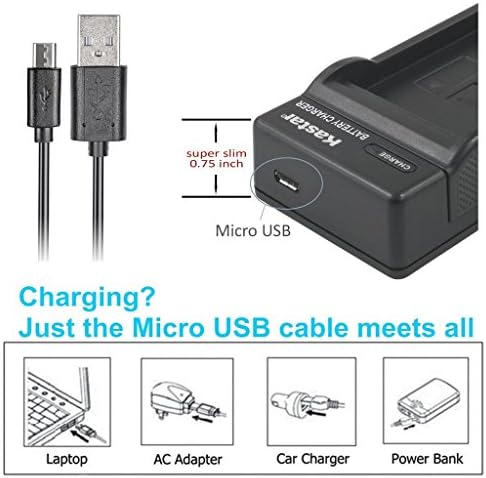 Carregador USB Slim Slim para Sony CyberShot DSC-HX5V, DSC-HX9V, DSC-W30, DSC-W35, DSC-W50, DSC-W55, DSC-W70, DSC-W80, DSC-W290,