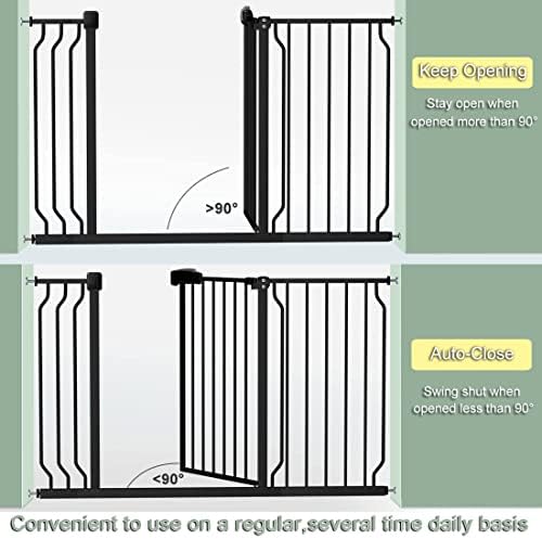 Hemroro 23.3-28 Portão de bebê largo para as portas das escadas, 37,4 portão de cachorro de metal extra alto para a casa, fácil