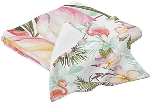 Innewgogo flamingo Plumeria Flowers Toalha de algodão Toalha de banho Toalha de toalha de mão Conjunto de toalhas de