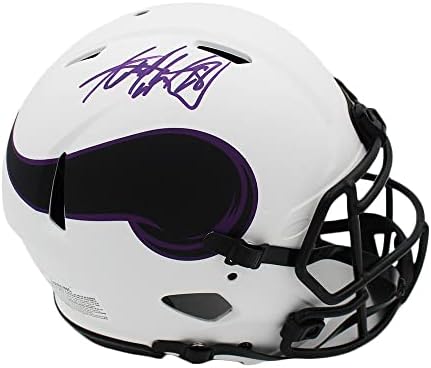 Adrian Peterson assinou o capacete lunar da NFL autêntico de Minnesota Vikings - capacetes autografados da NFL