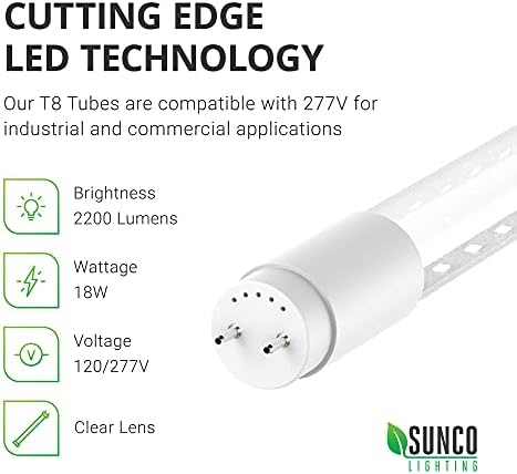 SUNCO 10 PACK T8 LED 4 pés Bulbos de lâmpadas de lâmpadas de lâmpadas de bypass Substituição fluorescente, 4000k White frio,