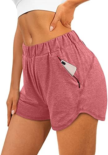 Xieerduo Womens Workout Shorts Athletic Running Dolphin Shorts com bolsos com zíper