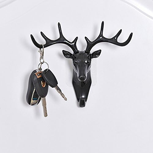 Lizealucky 3D Deer Cabeça da parede do gancho Chaves Chaves Capatinho Chapéu de chapéu Racker Auto-montagem Montagem