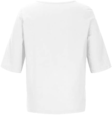 Camisetas de verão feminino meio manga V de pescoço botão de lateral floral ajuste as camisetas de camisetas casuais,