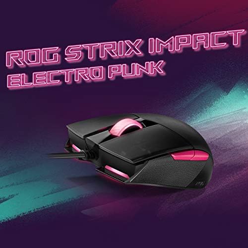 Asus Rog Strix Impact II Electro Punk é um mouse ambidestro e ergonômico de jogos com sensor óptico de 6.200 dpi, design leve e iluminação