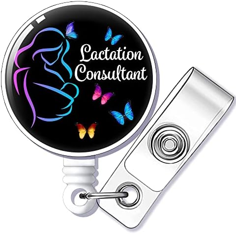Geygie Lactation Consultor Badge Reel retrátil com clipe de jacaré, presente de distintivo de identificação de amamentação