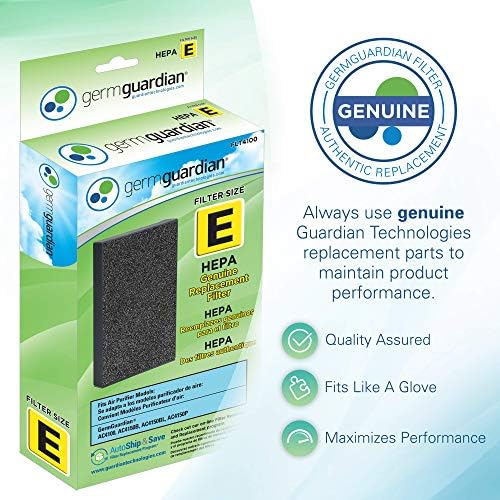 Tecnologias Germoguardian Guardian FLT41002PK FLT4100 Filtro de substituição HEPA E para AC4100, AC4100CA AC4150BL, AC4150PCA,