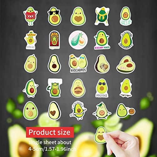 Adesivos de abacate amarra, 100 pcs adesivos de frutas verdes adesivos de laptop à prova d'água decalques de vinil