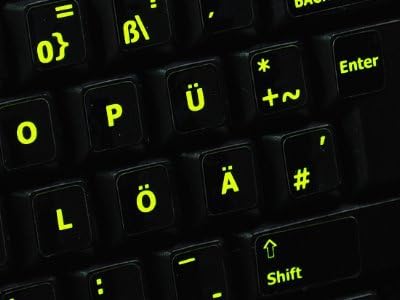 Decalques de teclado alemães fluorescentes brilhantes