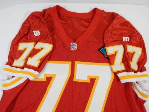 1994 Kansas City Chiefs 77 Jogo emitiu Red Jersey 75th Patch DP17394 - Jerseys de Jerseys usados ​​da NFL não assinada