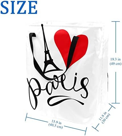 Paris Eiffel Tower com cesto de lavanderia dobrável com estampa vermelha, cestas de lavanderia à prova d'água de 60L
