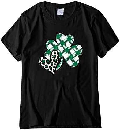 Camisa do dia de St.Patrick para mulheres Tops de trevo o pescoço camisetas shamrock camisetas camisetas de manga curta