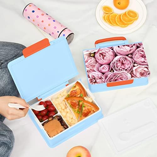 Alaza Pink Rose & Flower Bento Lunch Box Free BPA à prova de vazamento Recipientes com Fork & Spoon, 1 peça