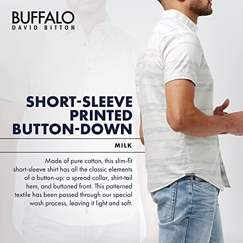 Buffalo David Bitton Men's Short Manga Impresso Button Down Down