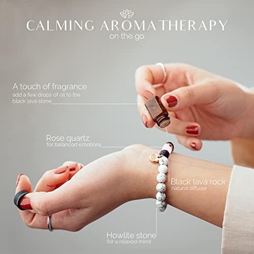 Presentes de relaxamento para mulheres presentes de aniversário para mulheres pulseira de miçangas de ioga com lavanda de aromaterapia