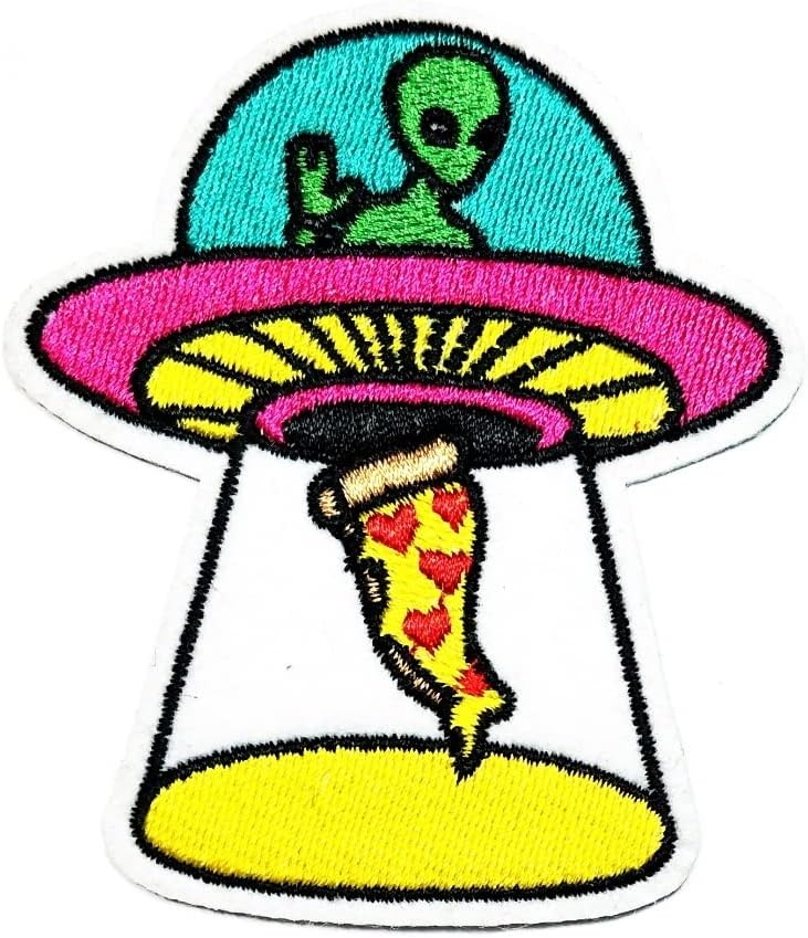 Kleenplus 3pcs. Desenho animado crianças garotas alijantes fofas com pizza ufo patch bordado brankge ferro em costura no emblema