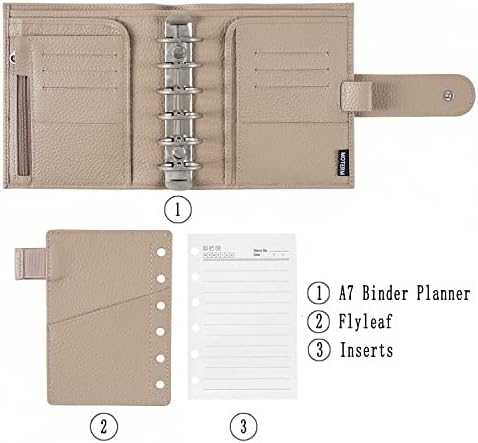 Moterm Pocket Luxe Rings Planner - Organizador de ligante de couro genuíno