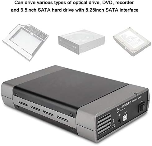Wendry 5.25in Drive rígido Gabinete, unidade externa portátil, caixa de unidade óptica externa USB2.0 SATA Acessórios de computador