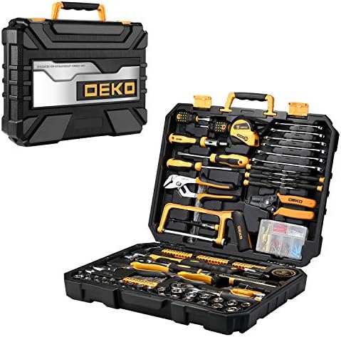 Kit de ferramentas de reparo doméstico de DekoPro 198, caixa de ferramentas de plástico com chave de ferramenta