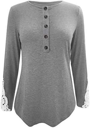Suéter de manga longa casual feminino top de cor sólida com moda fofa de renda de renda feminina camiseta