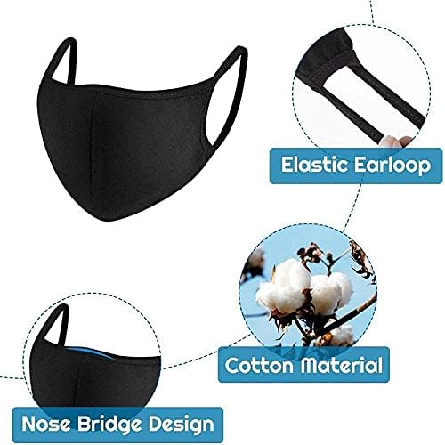 Galaxylense 6 Pacote algodão crianças laváveis, máscara facial preta reutilizável, proteção de cuidados pessoais respirável