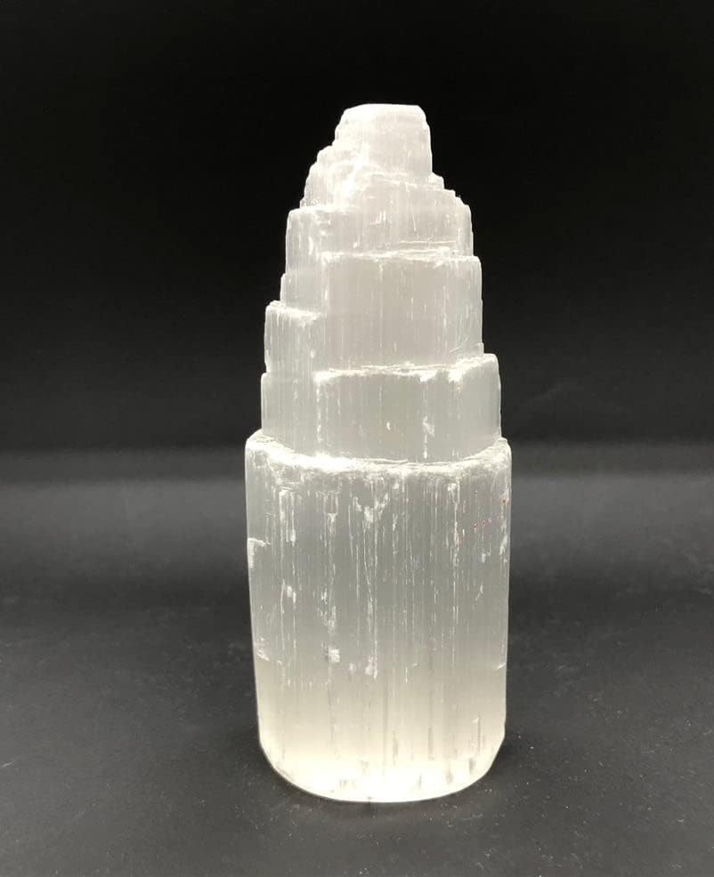 Pachamama Essentials Mini Selenite Tower 2,4 Alto Skyscraper Healing Stone Reiki Meditação Proteção de Energia